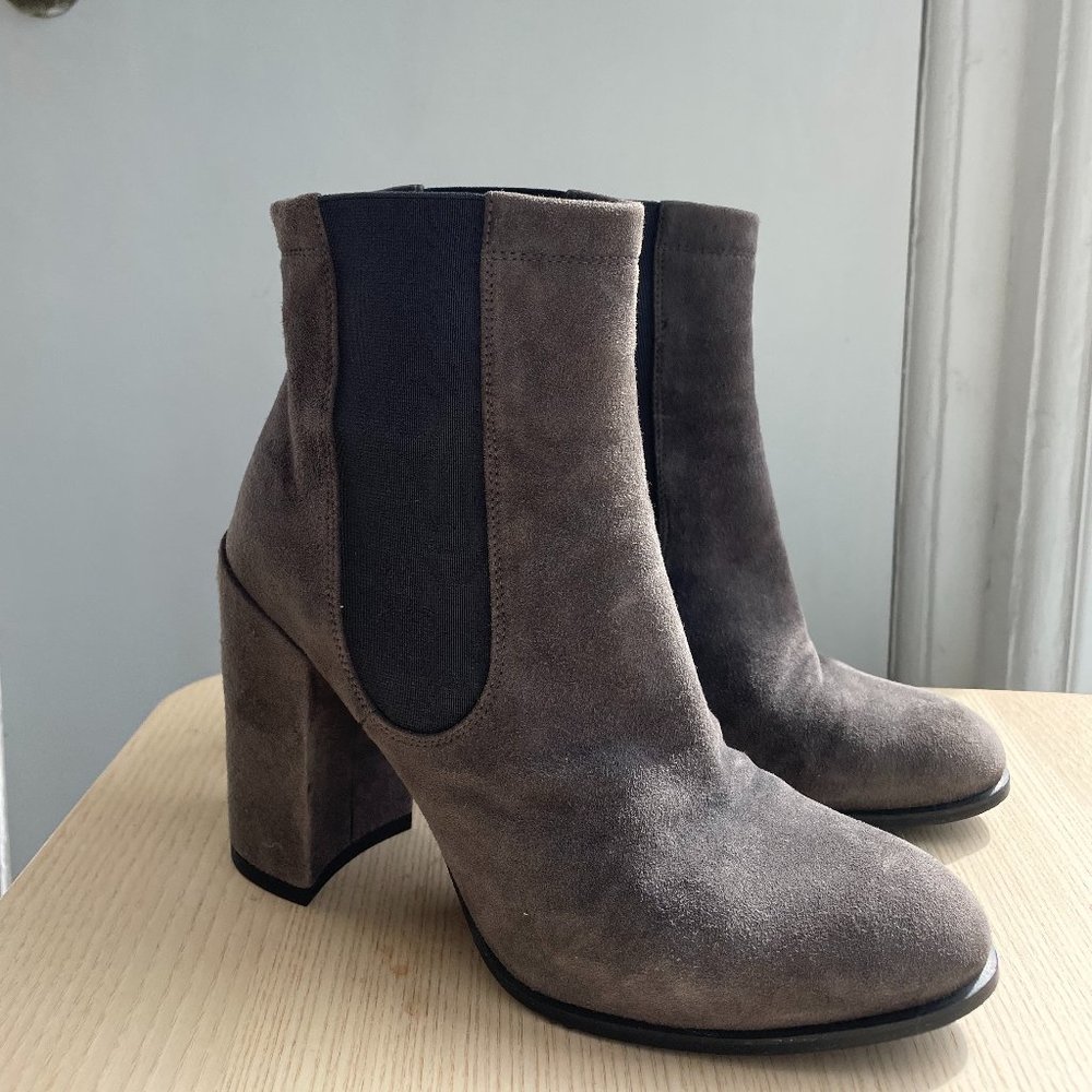 Stuart Weitzman Sidemover Suede Grey Boots Heeled